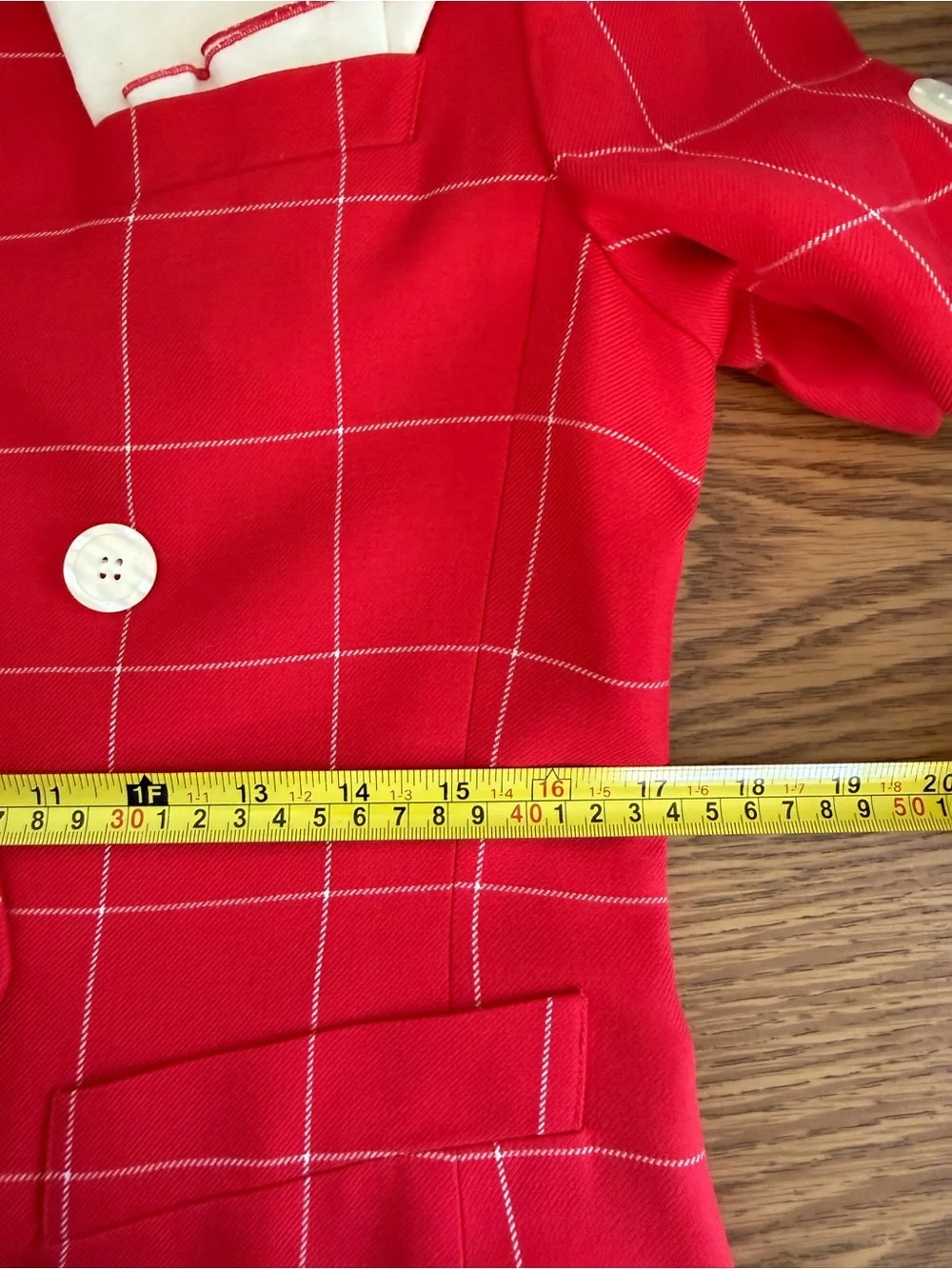 Like New Kasper ASL Red & White Window Pane Short Sleeve Jacket w White Skirt - Picture 10 of 16
